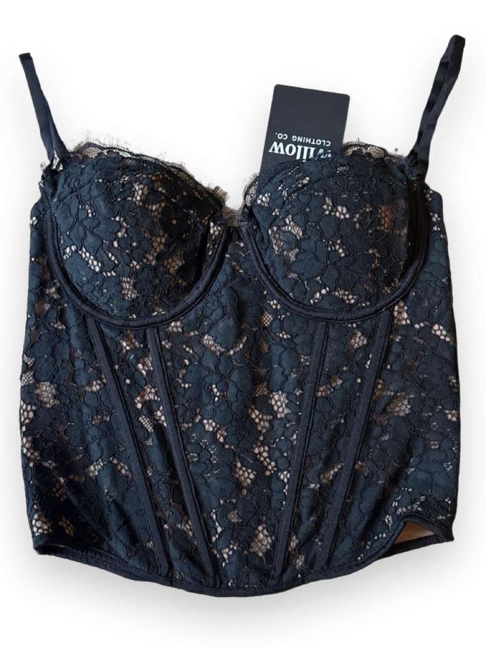 Willow Black Floral Lace Bustier Corset Top